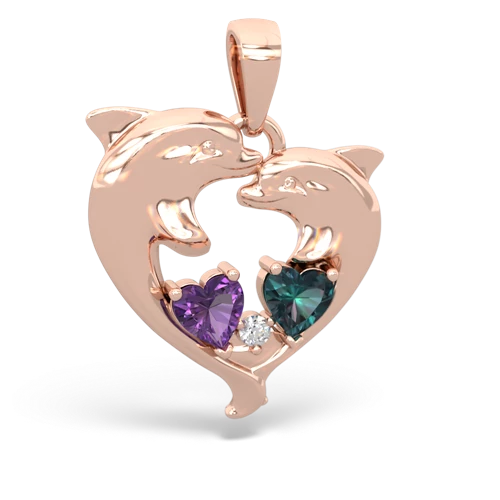 amethyst-alexandrite dolphins pendant