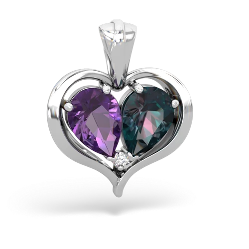 amethyst-alexandrite half heart whole pendant