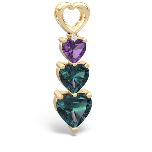 Amethyst Genuine Amethyst with Lab Created Alexandrite and Lab Created Emerald Past Present Future pendant Pendant