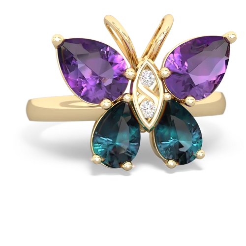 amethyst-alexandrite butterfly ring