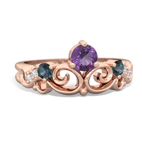 Amethyst Genuine Amethyst with Lab Created Alexandrite and Lab Created Emerald Crown Keepsake ring Ring