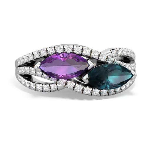 amethyst-alexandrite double heart ring