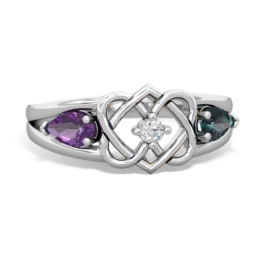 amethyst-alexandrite double heart ring