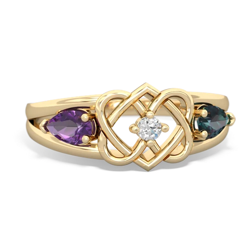 amethyst-alexandrite double heart ring