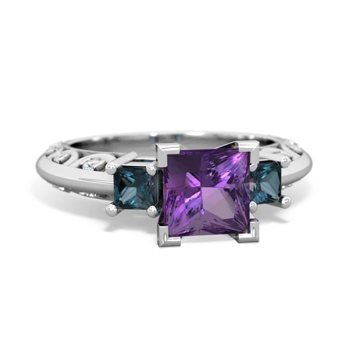 Amethyst Genuine Amethyst with Lab Created Alexandrite and Genuine Fire Opal Art Deco ring Ring