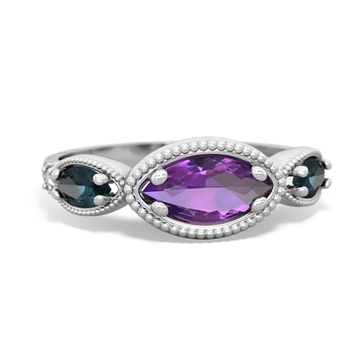 amethyst-alexandrite milgrain marquise ring