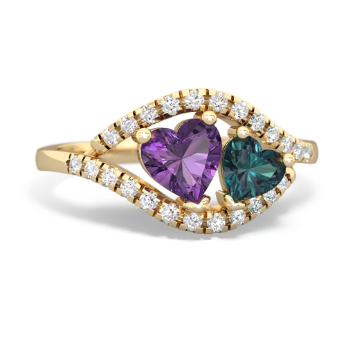 amethyst-alexandrite mother child ring