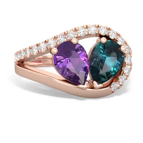 amethyst-alexandrite pave heart ring