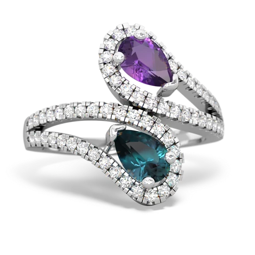 amethyst-alexandrite pave swirls ring