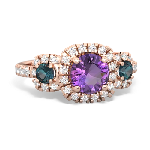 amethyst-alexandrite three stone regal ring