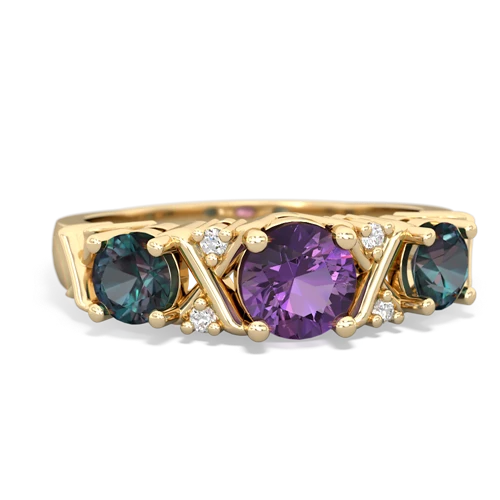 Amethyst Genuine Amethyst with Lab Created Alexandrite and Genuine Sapphire Hugs and Kisses ring Ring
