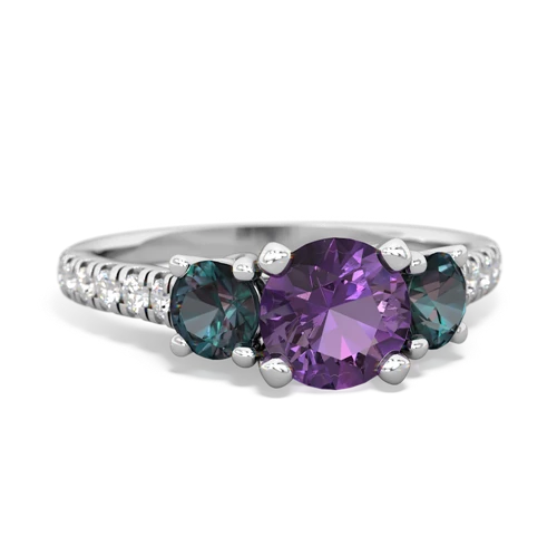 Amethyst Genuine Amethyst with Lab Created Alexandrite and Genuine Sapphire Pave Trellis ring Ring