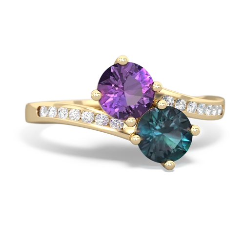 amethyst-alexandrite two stone channel ring