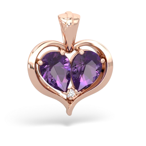 amethyst-amethyst half heart whole pendant