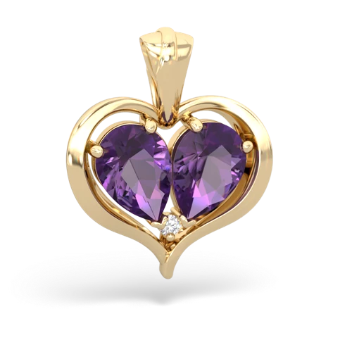 amethyst-amethyst half heart whole pendant