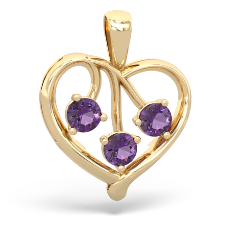 Amethyst Genuine Amethyst with Genuine Amethyst and  Glowing Heart pendant Pendant