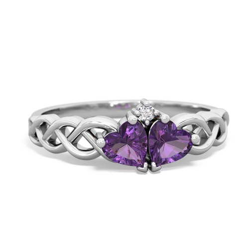 Amethyst Genuine Amethyst with Genuine Amethyst Heart to Heart Braid ring Ring