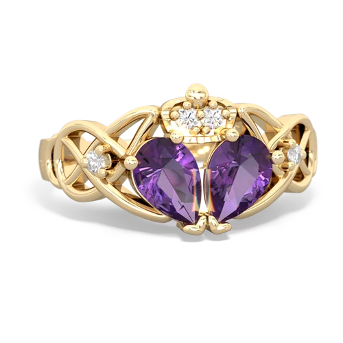 Amethyst Genuine Amethyst with Genuine Amethyst Two Stone Claddagh ring Ring