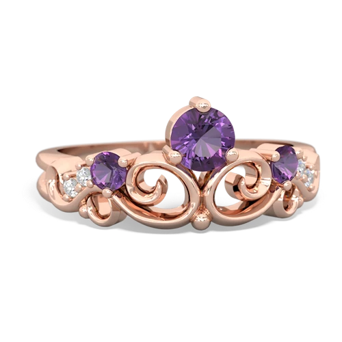 Amethyst Genuine Amethyst with Genuine Amethyst and Lab Created Emerald Crown Keepsake ring Ring