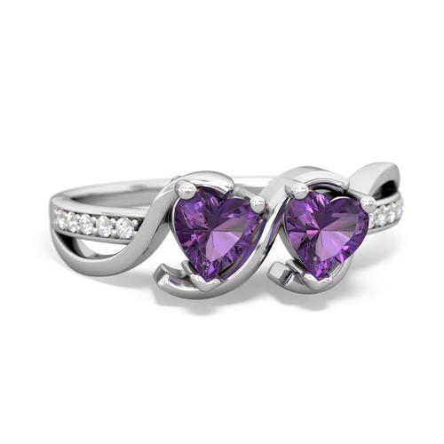Amethyst Genuine Amethyst with Genuine Amethyst Side by Side ring Ring
