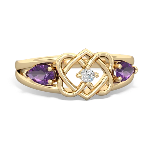 Amethyst Genuine Amethyst with Genuine Amethyst Hearts Intertwined ring Ring