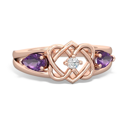 amethyst-amethyst double heart ring