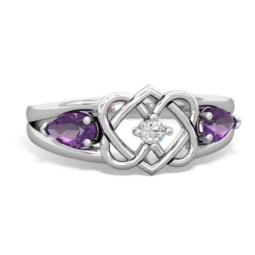 amethyst-amethyst double heart ring