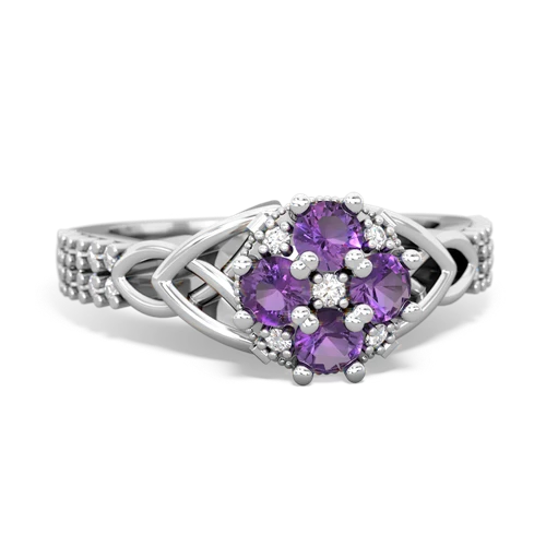 Amethyst Genuine Amethyst with Genuine Amethyst Celtic Knot Engagement ring Ring