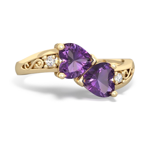 Amethyst Genuine Amethyst with Genuine Amethyst Snuggling Hearts ring Ring