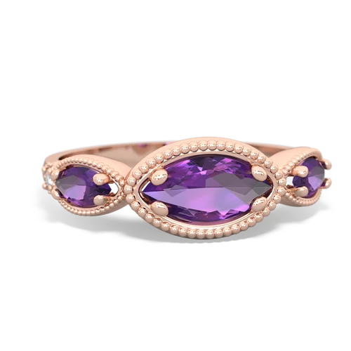 Amethyst Genuine Amethyst with Genuine Amethyst and  Antique Style Keepsake ring Ring