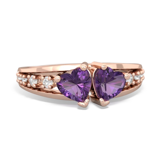 Amethyst Genuine Amethyst with Genuine Amethyst Heart to Heart ring Ring