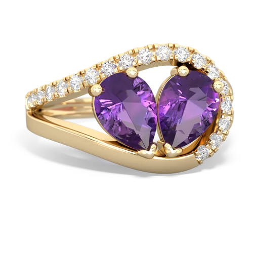 amethyst-amethyst pave heart ring