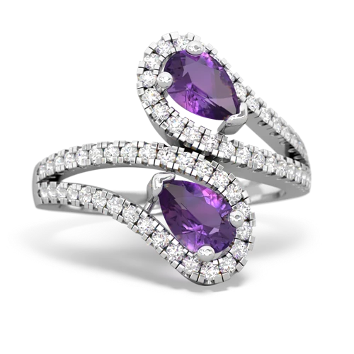 amethyst-amethyst pave swirls ring