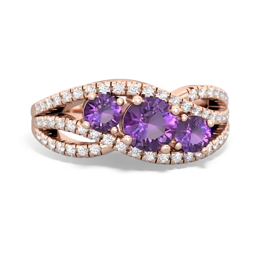 amethyst-amethyst three stone pave ring