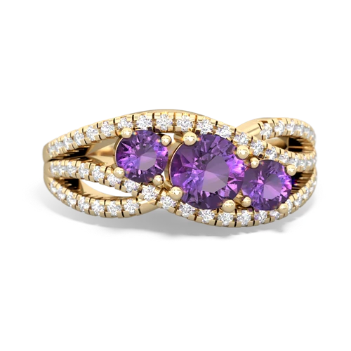 pink sapphire-blue topaz three stone pave ring