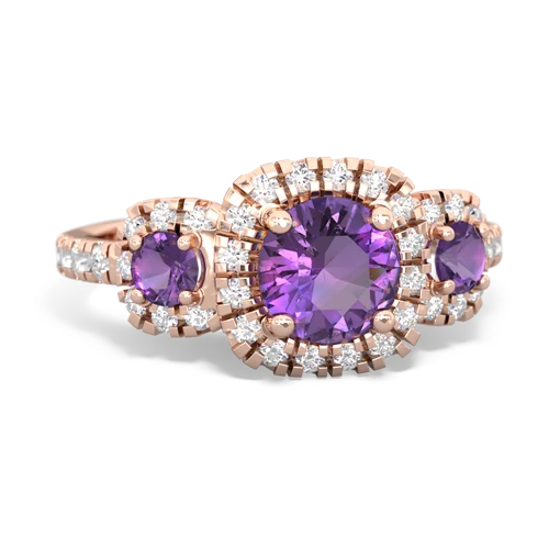 pink sapphire-blue topaz three stone regal ring