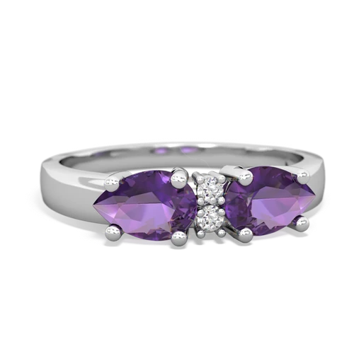 Amethyst Genuine Amethyst with Genuine Amethyst Pear Bowtie ring Ring