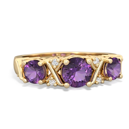 Amethyst Genuine Amethyst with Genuine Amethyst and Lab Created Ruby Hugs and Kisses ring Ring