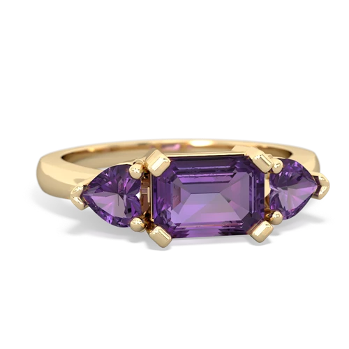 Amethyst Genuine Amethyst with Genuine Amethyst and  Three Stone ring Ring