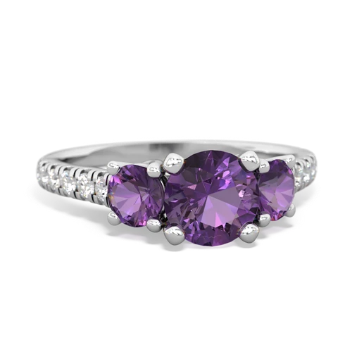 Amethyst Genuine Amethyst with Genuine Amethyst and Genuine Emerald Pave Trellis ring Ring