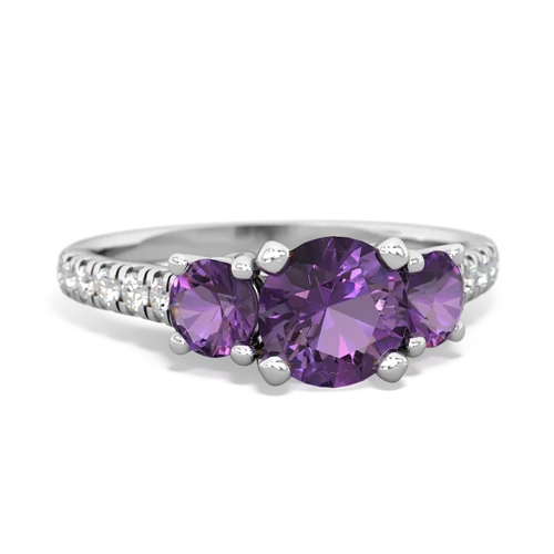 amethyst-lab sapphire trellis pave ring