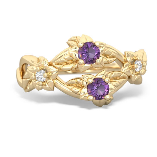 Amethyst Genuine Amethyst with Genuine Amethyst Sparkling Bouquet ring Ring