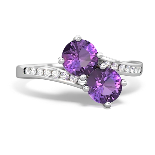 amethyst-amethyst two stone channel ring