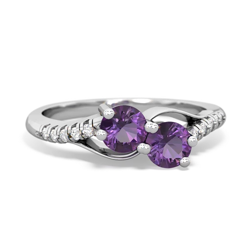 amethyst-amethyst two stone infinity ring