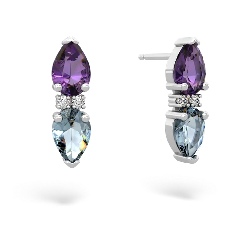 amethyst-aquamarine bowtie earrings