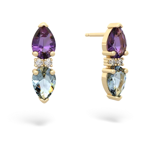 amethyst-aquamarine bowtie earrings