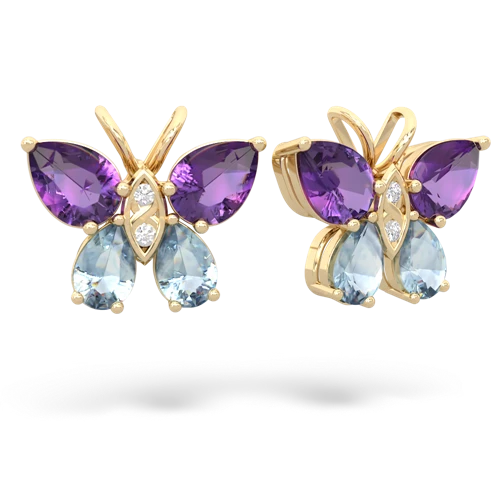 amethyst-aquamarine butterfly earrings