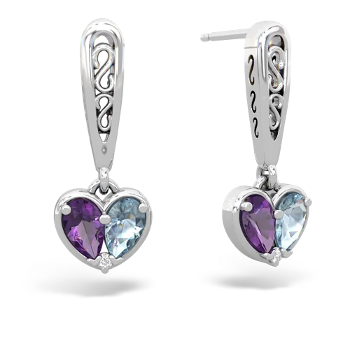 amethyst-aquamarine filligree earrings