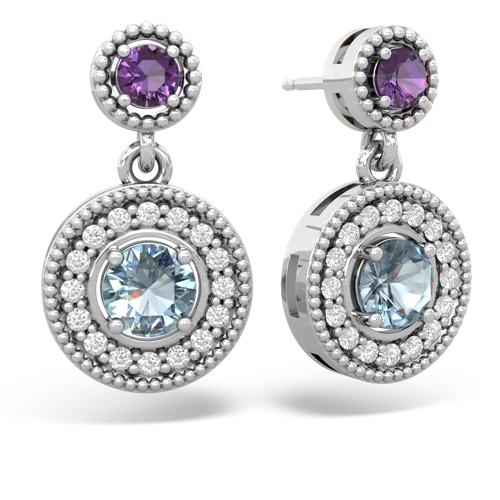 amethyst-aquamarine halo earrings