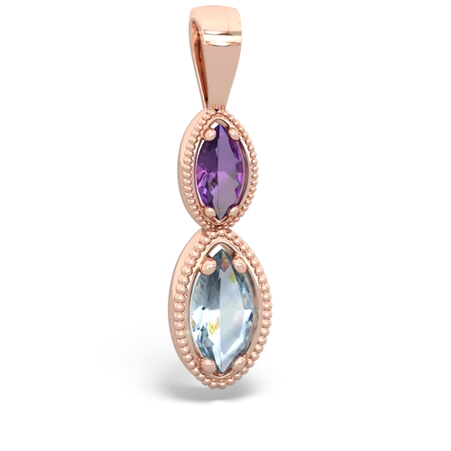 Amethyst Genuine Amethyst with Genuine Aquamarine Antique-style Halo pendant Pendant
